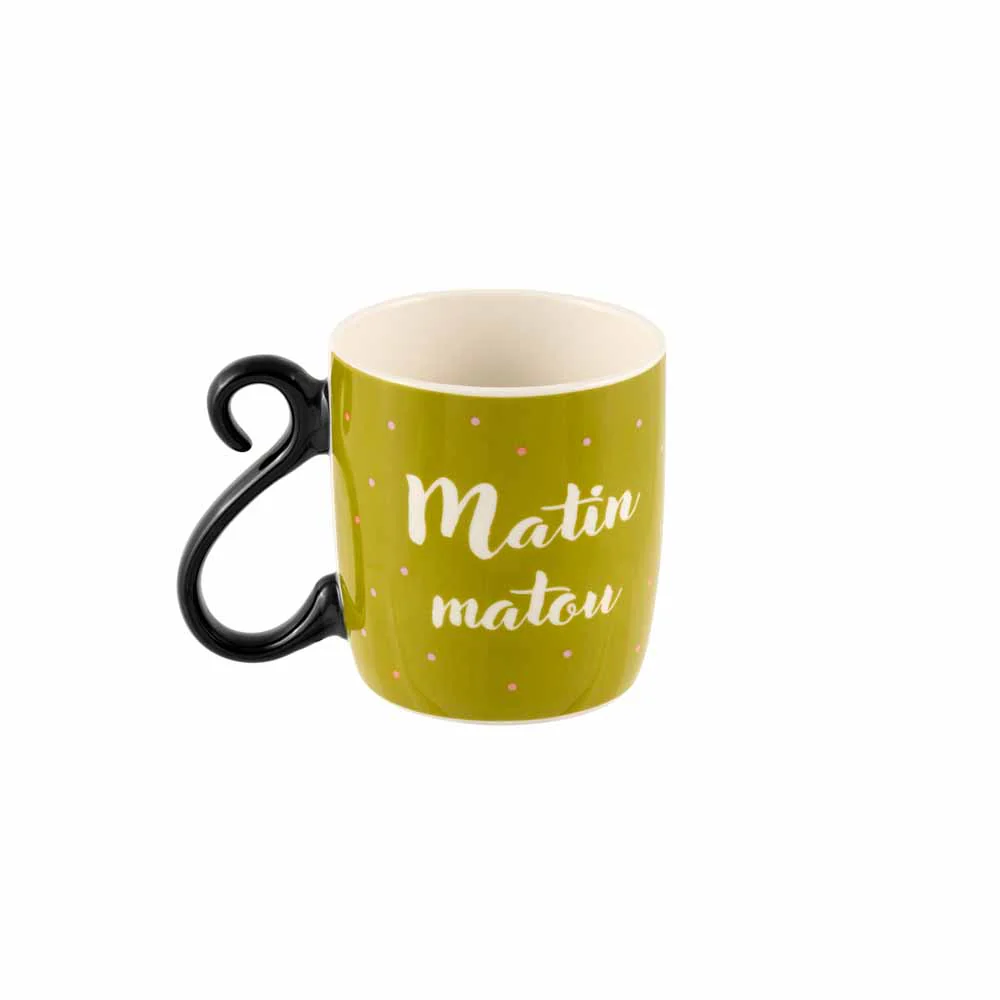 ספל ירוק חתול ועציץ פרחים HOUBA MATIN MATOU - Image 2