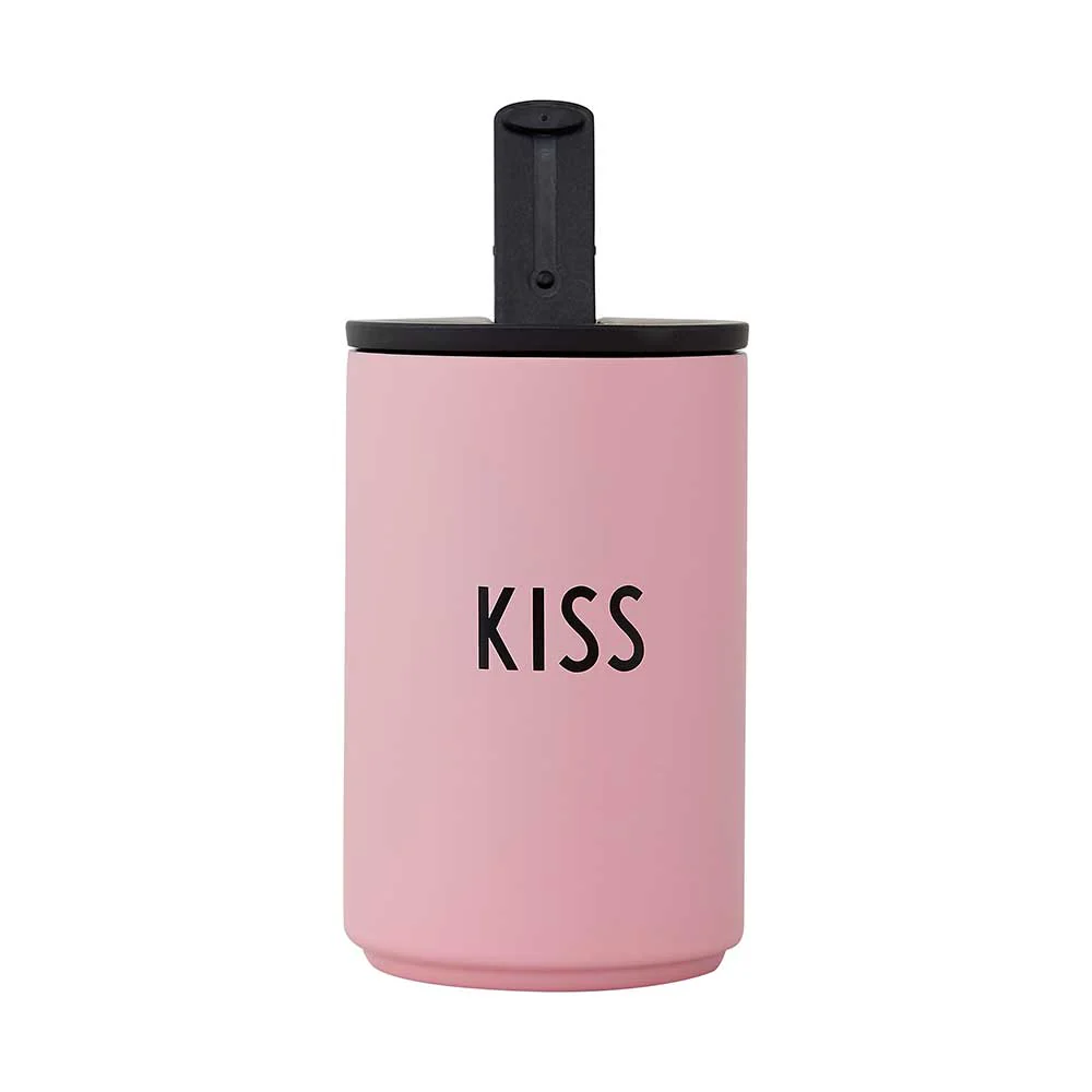כוס שתיה תרמית ורודה Kiss - Image 2