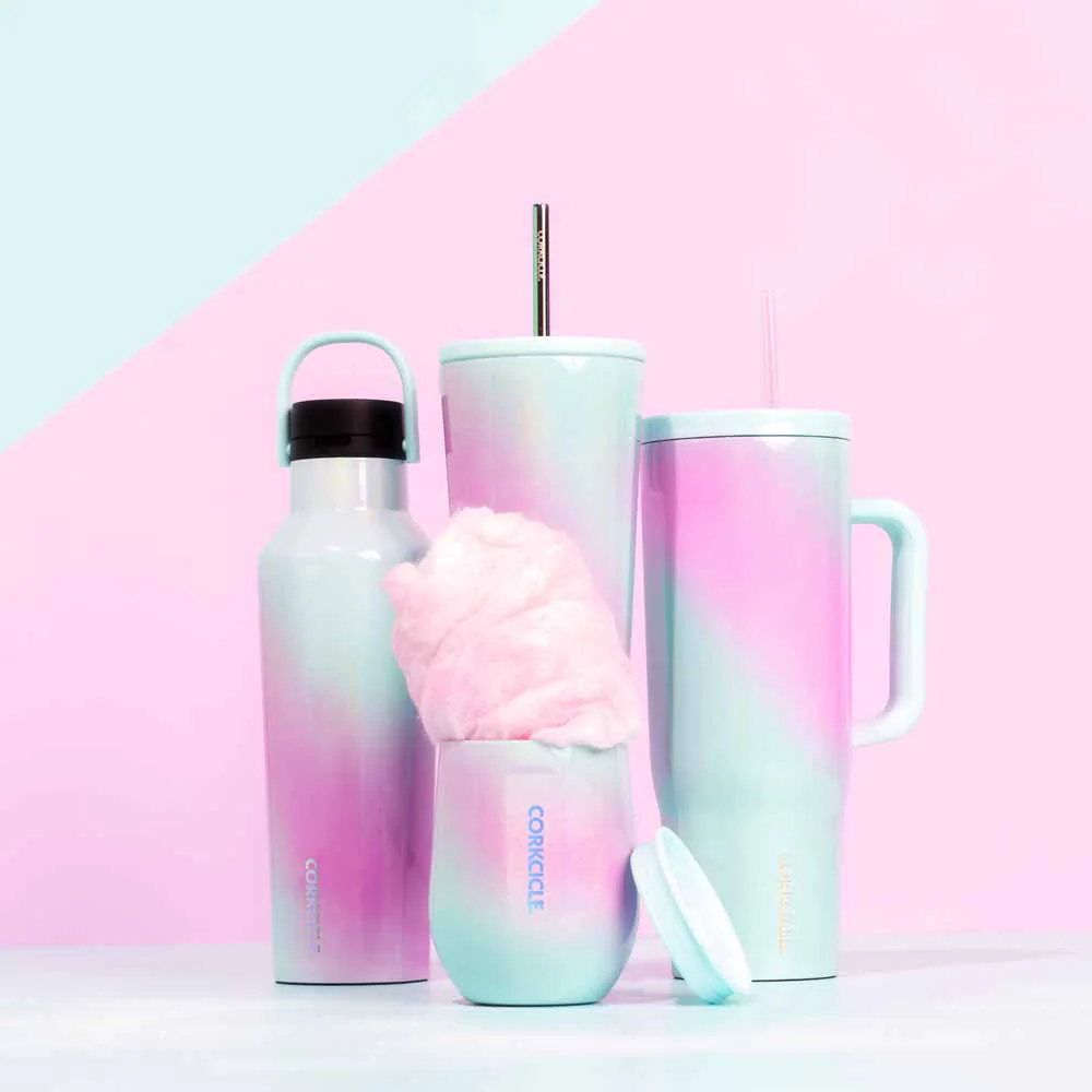 כוס פיית קש 710ML כחול ורוד מנצנץ - Image 3