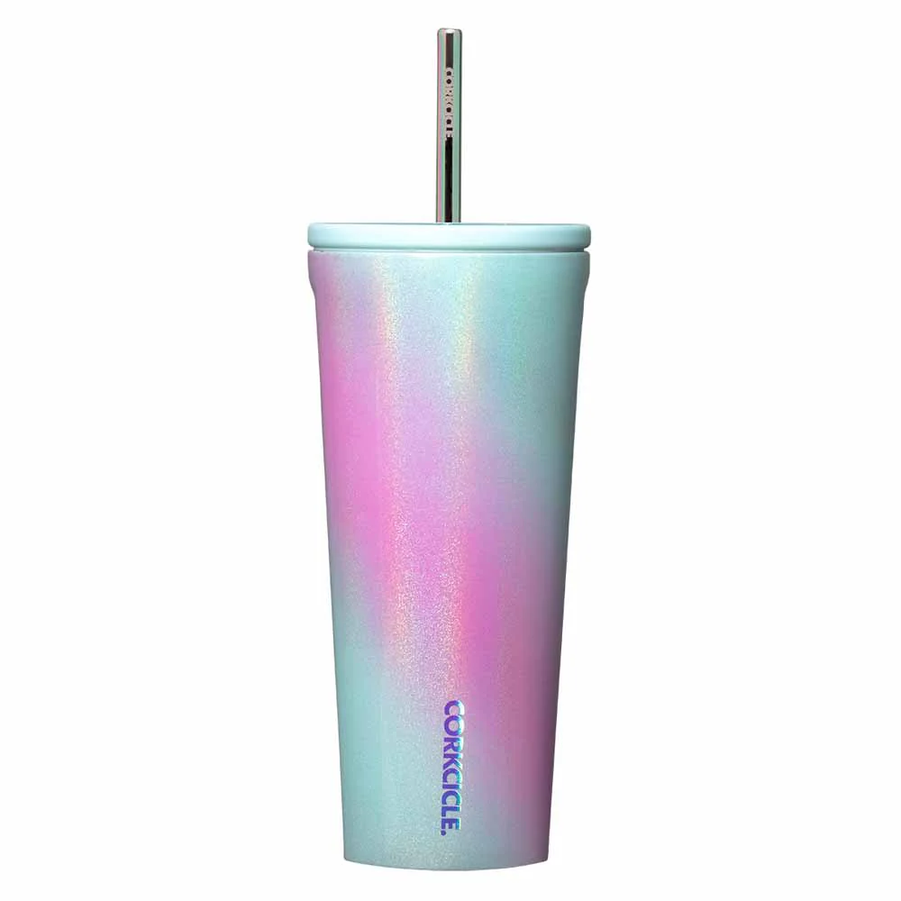 כוס פיית קש 710ML כחול ורוד מנצנץ - Image 4