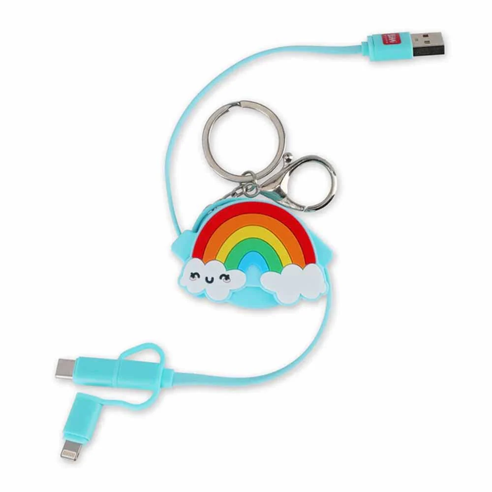 מחזיק מפתחות USB נסוג עם 3 סוגי חיבורים - קשת כחול - Image 2
