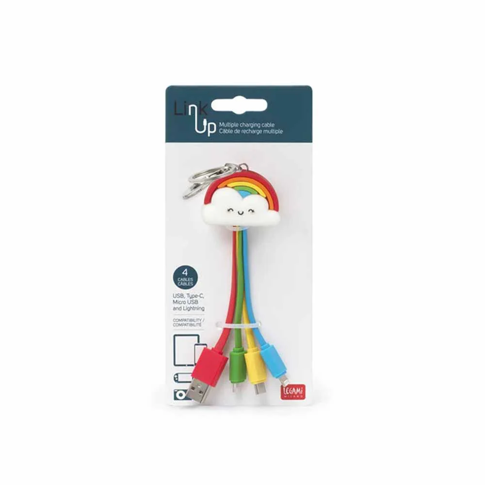 מחזיק מפתחות USB עם 3 סוגי חיבורים - קשת צבעוני - Image 3