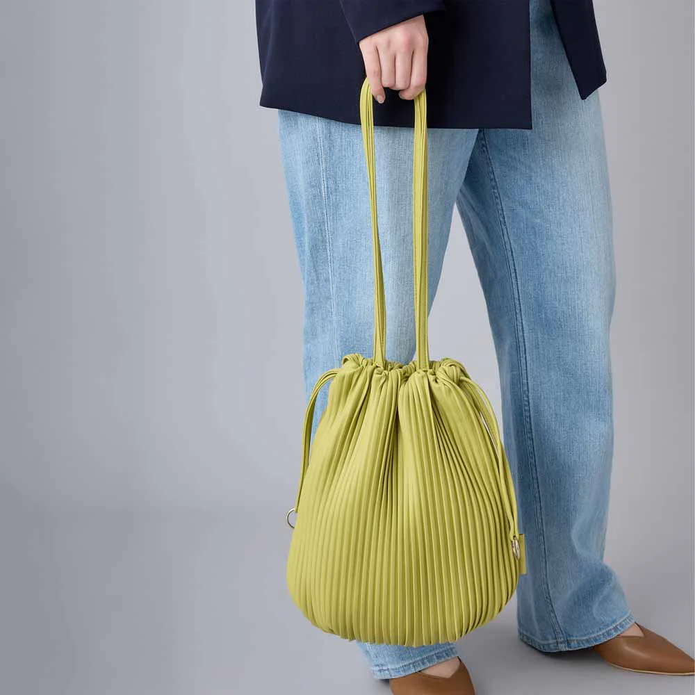 תיק צד TOTE PLEATS ירוק ליים 0202 - Image 2