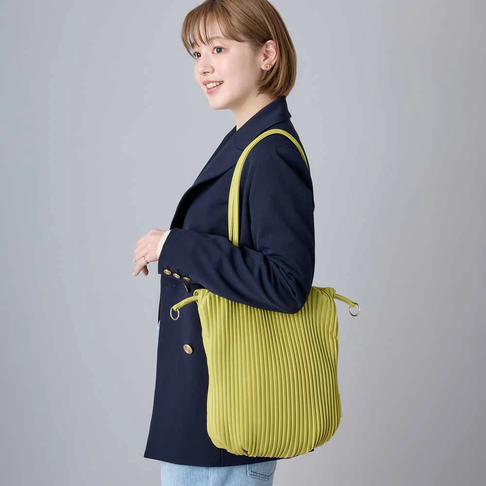 תיק צד TOTE PLEATS ירוק ליים 0202 - Image 5