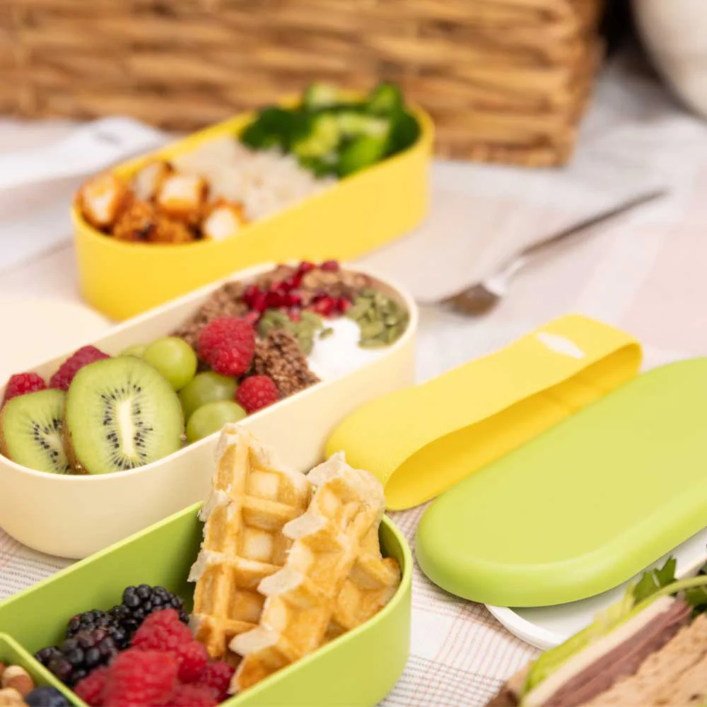 קופסת אוכל BENTO ירוקה, 2 קומות 1000 מ"ל - Image 10