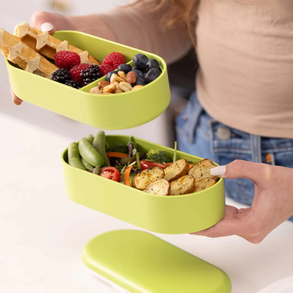 קופסת אוכל BENTO ירוקה, 2 קומות 1000 מ"ל - Image 11