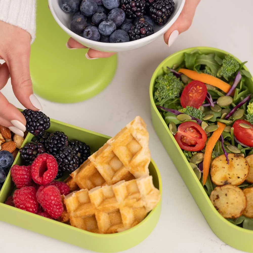 קופסת אוכל BENTO ירוקה, 2 קומות 1000 מ"ל - Image 14