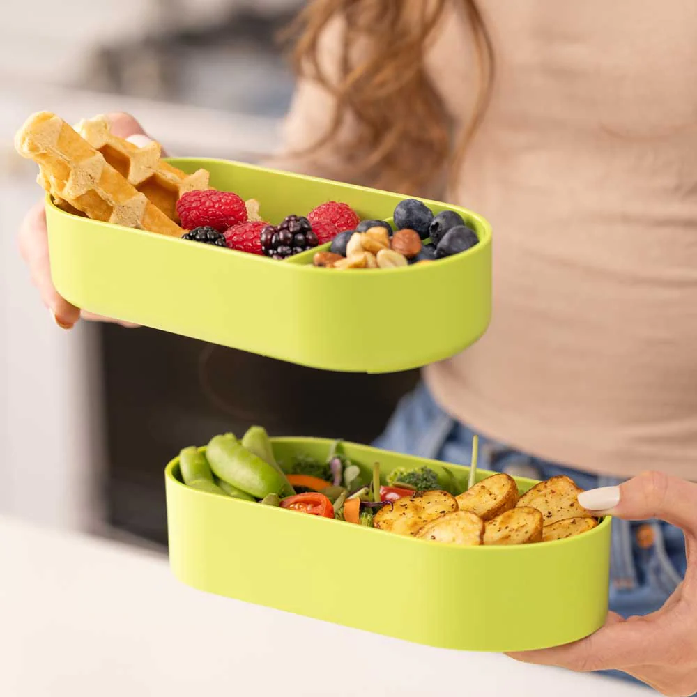 קופסת אוכל BENTO ירוקה, 2 קומות 1000 מ"ל - Image 16