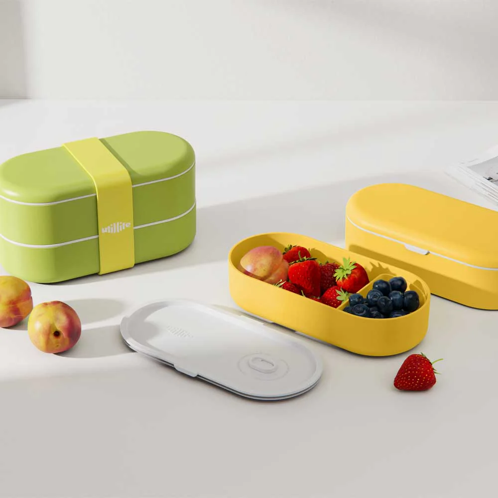 קופסת אוכל BENTO ירוקה, 2 קומות 1000 מ"ל - Image 4