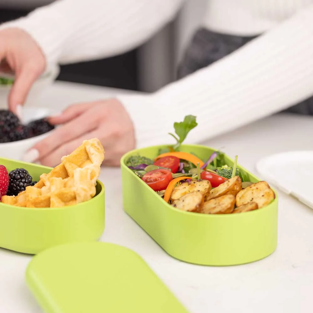 קופסת אוכל BENTO ירוקה, 2 קומות 1000 מ"ל - Image 5