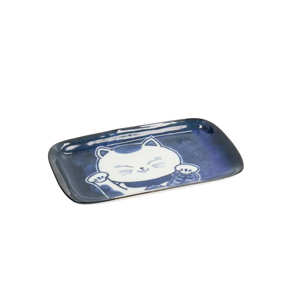 צלחת מרובעת חתול BLUE NEKO KAWAII