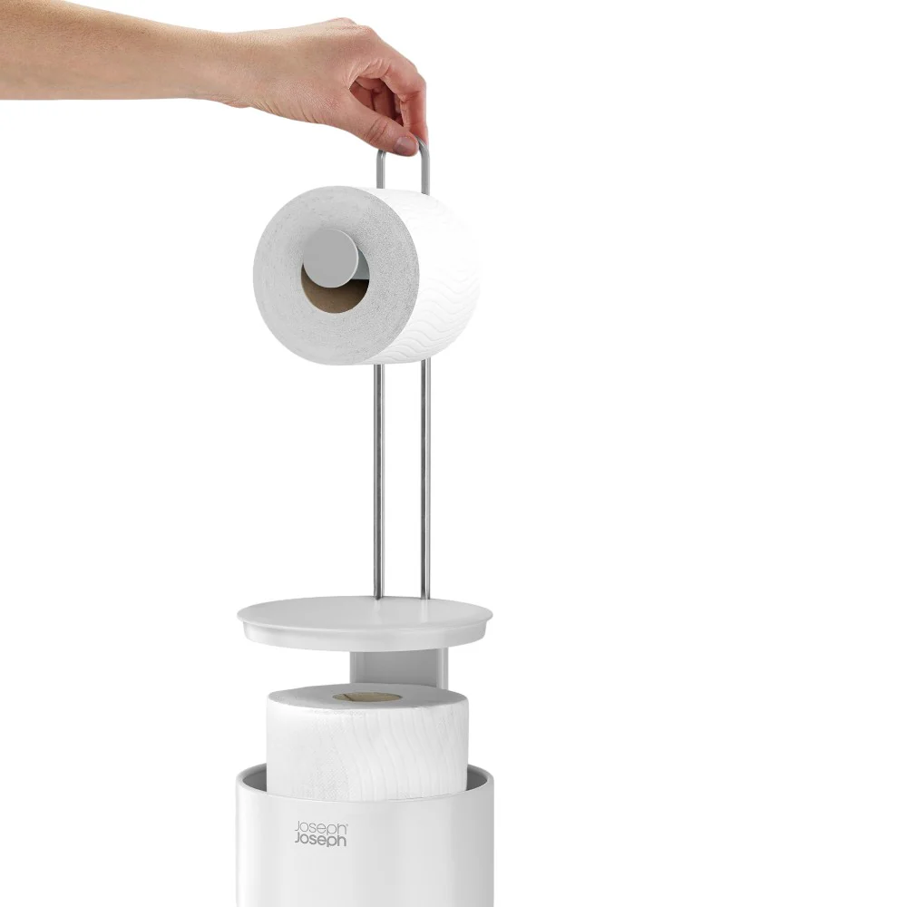 מעמד לנייר טואלט עם אחסון פנימי EasyStore לבן - Image 3