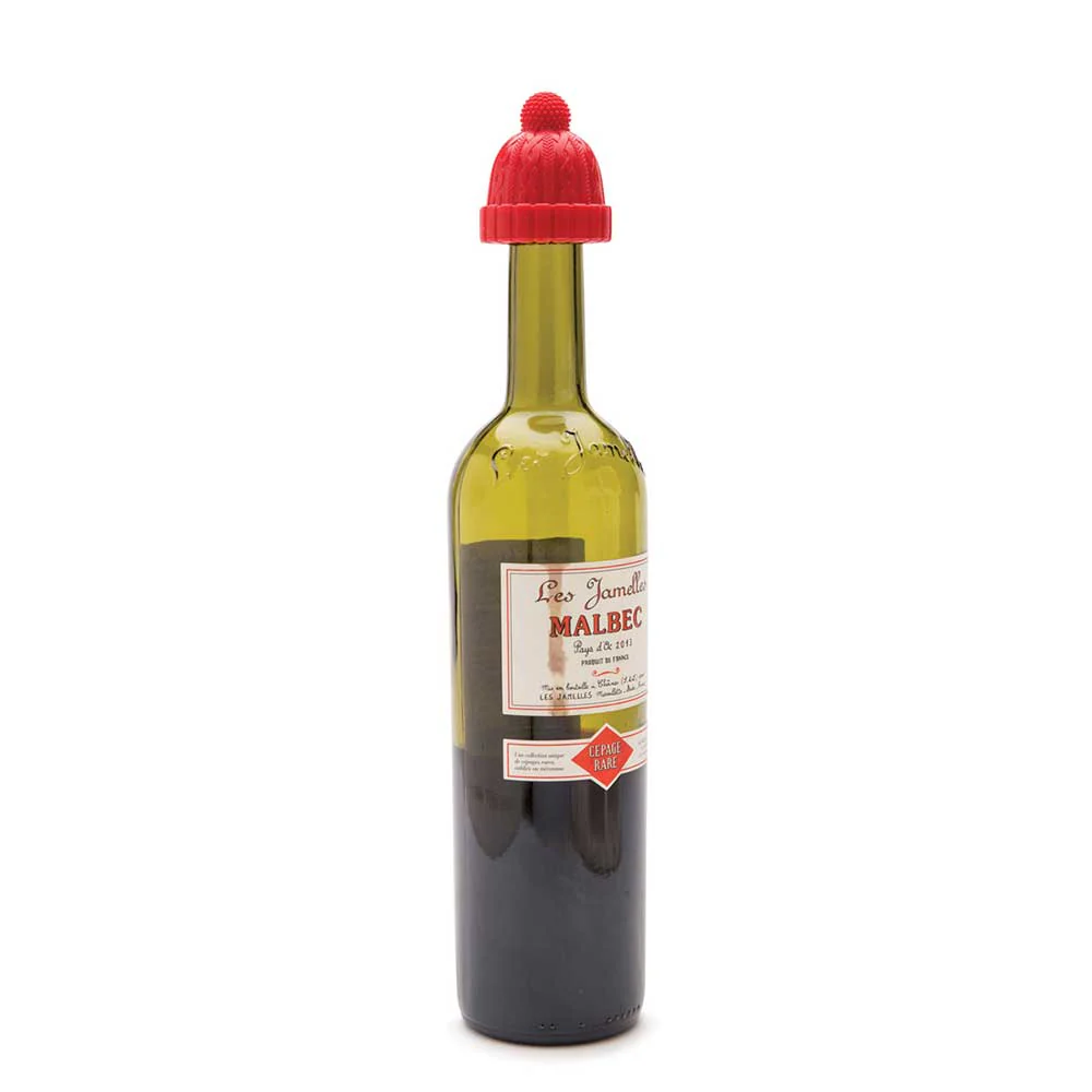 סט 2 פקקים כובע לבקבוקי יין 2פקקים אפור ואדום - Image 5
